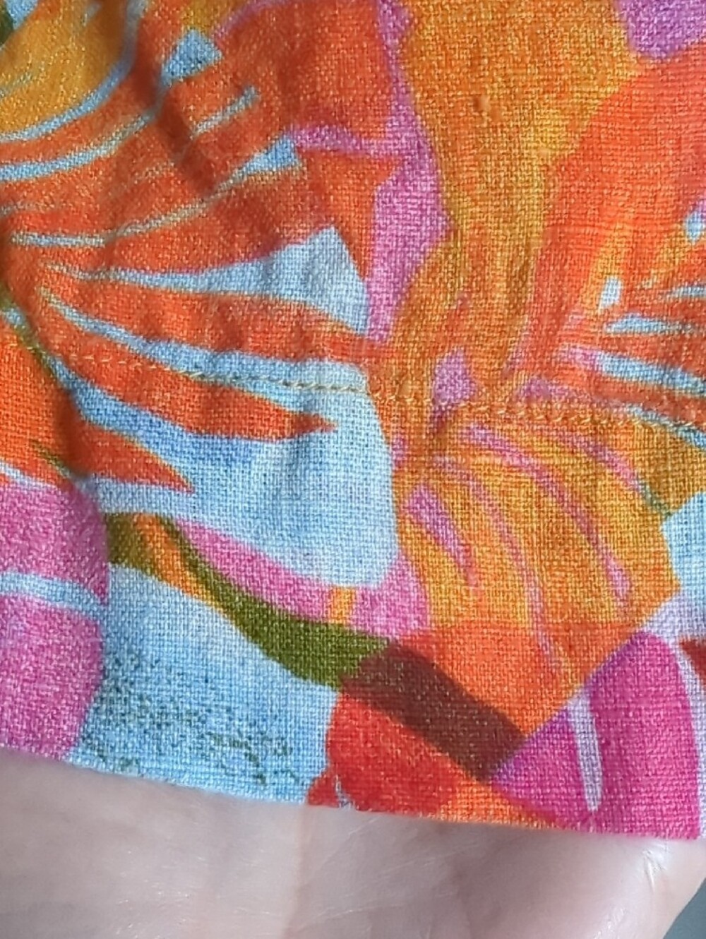 Like New Linen Pants Floral Smocked Stretch Waist Pockets! - Picture 4 of 11